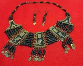 Unique Vintage Egyptian Necklace Earrings