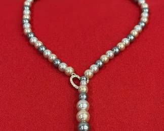 2 Toned Pearl Necklace