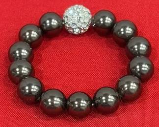Beaded Bracelet With Rhinestone Ball