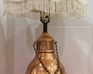 Vintage Unique Middle Eastern Large Copper Lamp
