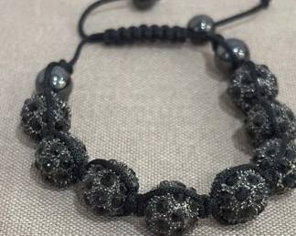 Black Onyx Hematite Like Drawstring Bracelet