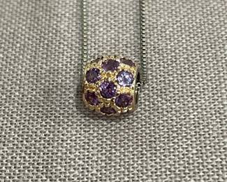 925 Serpentine Necklace With Amethyst Ball