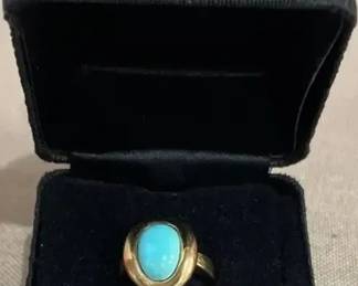 925 Stamped Turquise Colored Stone Ring