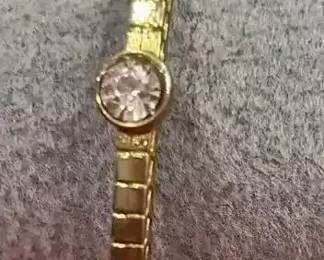 CZ And Gold Tone Bangle Bracelet