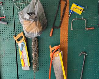 Various tools including long handled implements