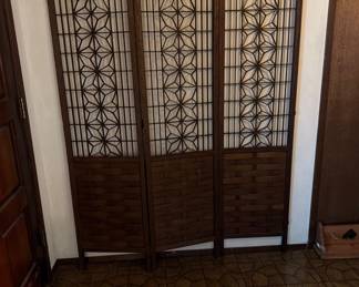 Beautiful Shoji Teak 6-panel room divider (2nd half still has hinges attached for refastening)