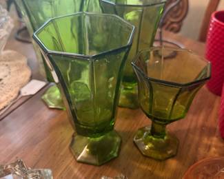 Green glass drinkware