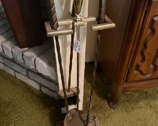 Brass fireplace set