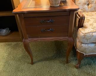 Close up of sofa side table