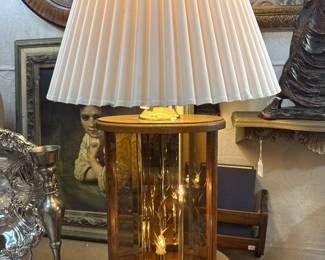 vintage Don Ward table lamp with etched glass panels