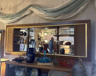 MCM horizontal wall mirror with shelving