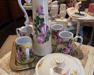 floral porcelain lemonade set