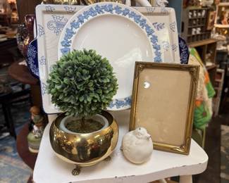 vintage frames, brass accents