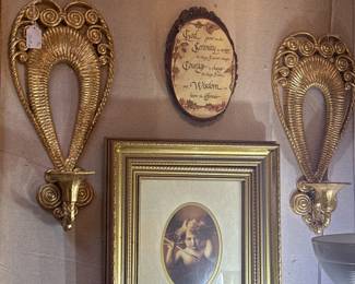 wall sconces, framed art