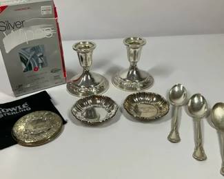 Sterling Silver Candlesticks Dishes Spoons and Accessories
