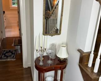 Half Moon Accent Table with Lower Shelf