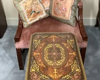 Tufted Accent Chair with Inlaid Side Table