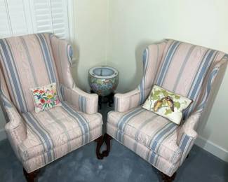 Pair of Upholstered Wingback Chairs