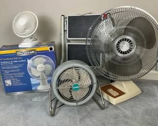 Vintage Fan Assortment with Folding Step Stool