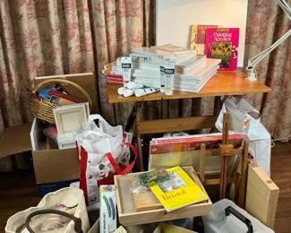Artist Studio Supplies with Easel, Canvases and Art Materials