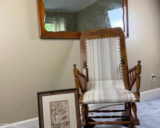 Convertible Rocking Chair Baby Changing Table with Mirror