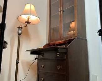 Secretary Bookcase with Glass Display Cabinet