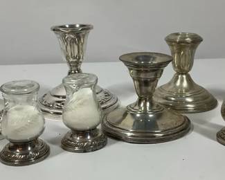 Sterling Silver Candlesticks Salt and Pepper Shakers