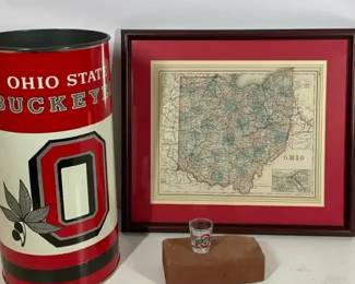 Ohio State Buckeyes Dcor with Framed Ohio Map