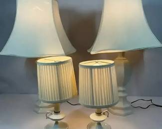 Four White Ceramic Table Lamps