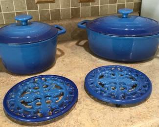 JCP COOKS Enameled Cast Iron Dutch Oven Pair
