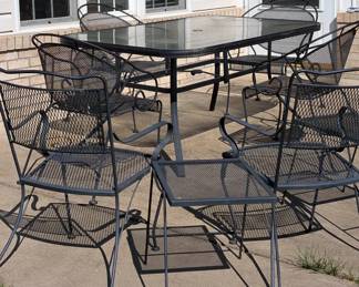 Woodard Wrought Iron Chairs, And Tropitone Glass top Table