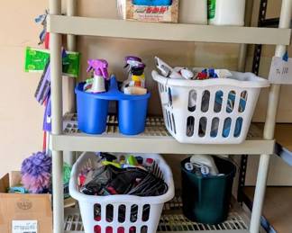 Lot Of Cleaning Supplies And Hand Held Vacuums