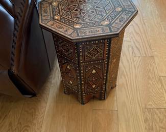 Hexagonal table with inlaid mother of pearl- there are 2