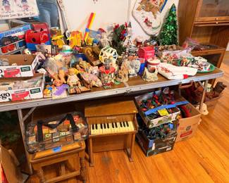 vintage toys and christmas decor 