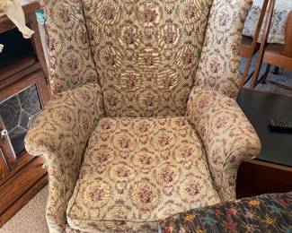 wing back tapestry chair 