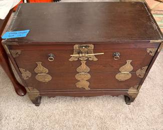 camphor box with brass accent 