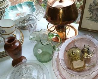 Pink Depression Glass, Fondue Set, Etc