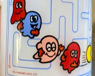 Vintage 1980's Pac-Man Milk Glass Coffee Cup