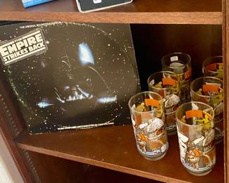 The Empire Strikes Back Record Album & Jedi Drinking Glasses