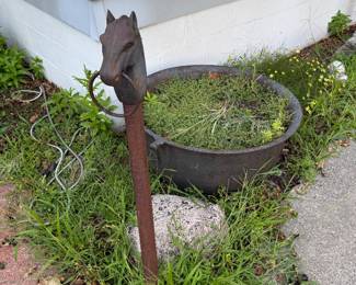 Cast iron hitching post and cauldron