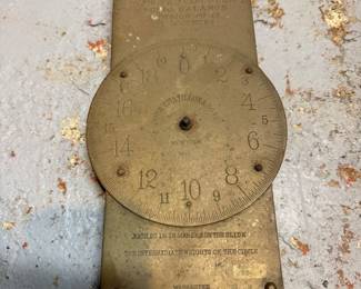ohn Chatillon & Sons brass hanging spring scale, "Improved Circular Spring Balance," NY