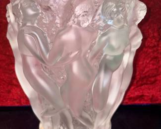 Signed Lalique Vase 10 inches