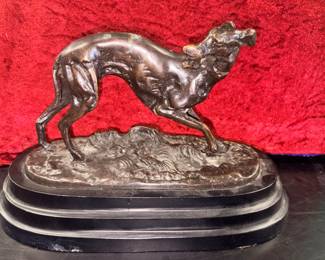 Art Deco Greyhound Whippet Bronze Dog Sculpture Pierre Jules Mene.