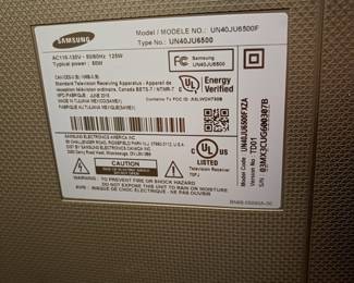 C36 - $50. Samsung 40" TV. Smart LED TV. Model UN40JU6500F. Manufactured June 2015.