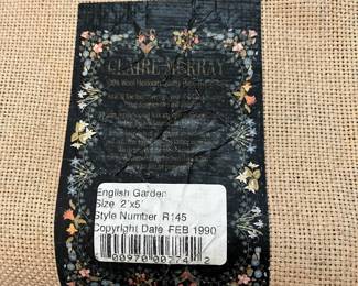 C23 - $200. Claire Murray "English Garden" 100% Wool. Hooked runner. Measures 2' x 5'. Feb 1990 manufacture date