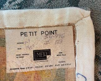 C6 - $60. Petit Point Hooked Rug Collection. 100% Wool Pile. Measures 3.5" x 5.5".