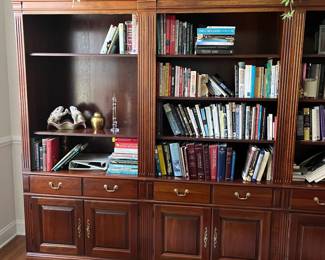 C32 - $350. Pennsylvania House Modular Library Wall System. Solid Wood. Moves in 4 sections - each section is 1 tall piece and top & bottom do not split. Each measures 36" wide x 19" deep x 78.25" tall.