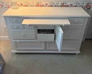 C20 - $225. Broyhill Seabrooke Dresser and Mirror. Measures 58" wide x 19.75" deep x 35" tall.
