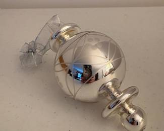 C87 - $40. Mercury Glass Silver Ornaments by Valerie. Set of 12. 6" tall.