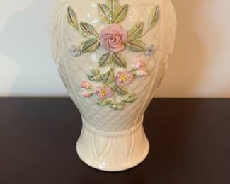 C108 - $30. Belleek Bloomfield Anniversary Vase.